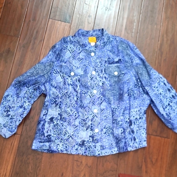 Ruby Rd Purple Button-up Shacket with Sheer & Burnout Patterns size 20W - Picture 1 of 7
